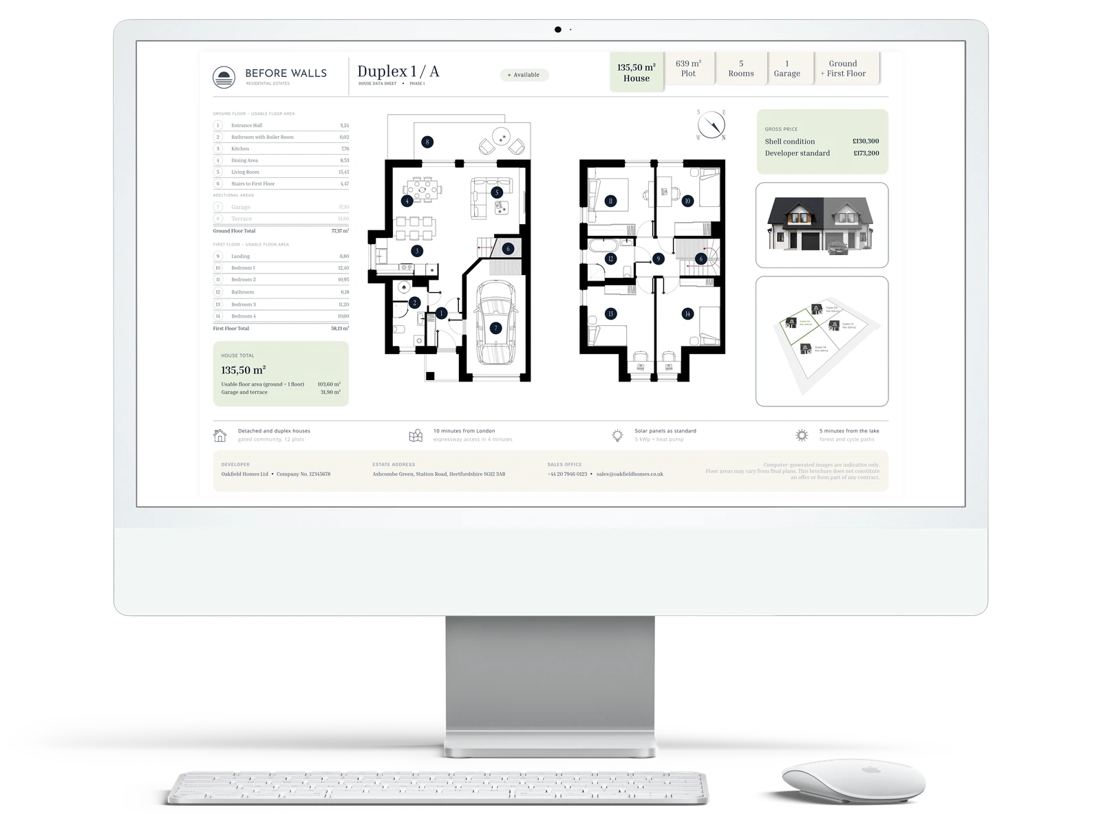 Unit sheet with 2D plans